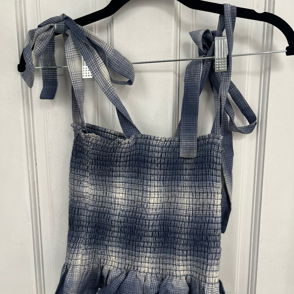 Reformation Valley Top — Navy/White Plaid (Size S)